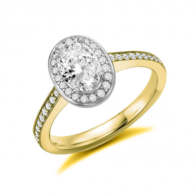 Oval Cut Halo with Diamond Set Shoulders Engagement Ring Metal Image