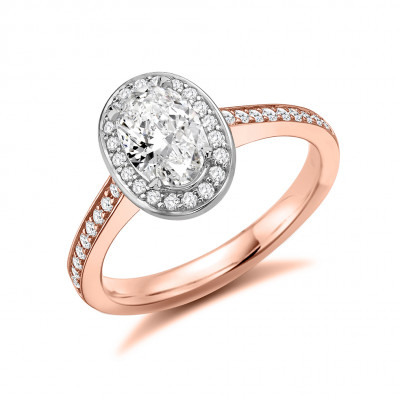 Oval Cut Halo with Diamond Set Shoulders Engagement Ring Metal Image