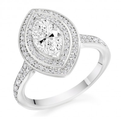 Marquise Cut Halo with Diamond Set Shoulders Split Shoulders Engagement Ring Metal Image