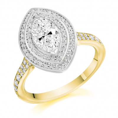 Marquise Cut Halo with Diamond Set Shoulders Split Shoulders Engagement Ring Metal Image