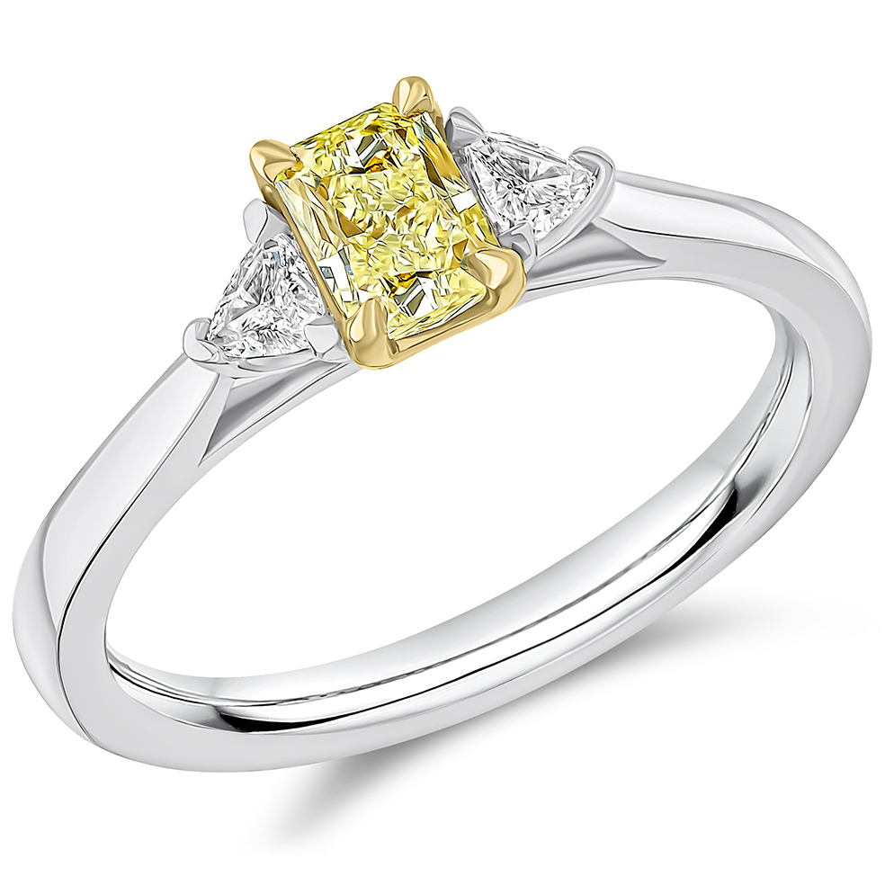 Image of Platinum Radiant Cut Trilogy Set with Plain Shoulders  Trilogy Ring