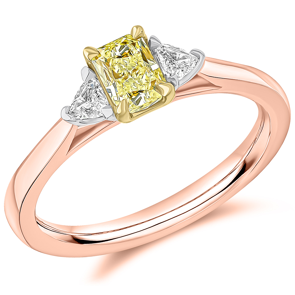 Image of Rose Gold Radiant Cut Trilogy Set with Plain Shoulders  Trilogy Ring