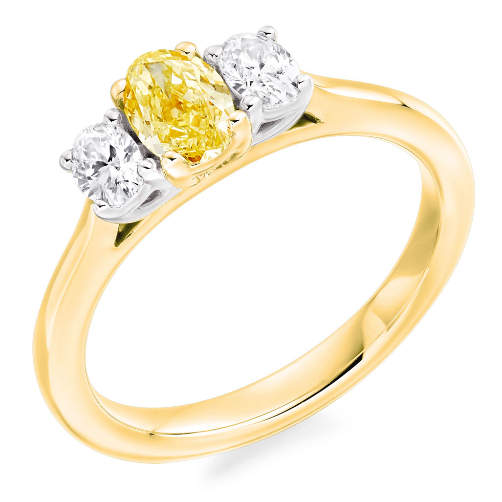 Oval Cut Trilogy Set with Plain Shoulders  Trilogy Ring Image