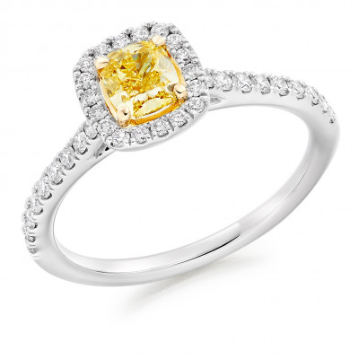 Cushion Cut Halo with Diamond Set Shoulders Engagement Ring Metal Image