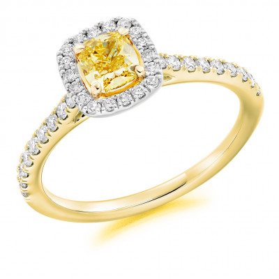 Cushion Cut Halo with Diamond Set Shoulders Engagement Ring Metal Image
