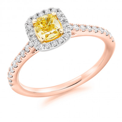 Cushion Cut Halo with Diamond Set Shoulders Engagement Ring Metal Image
