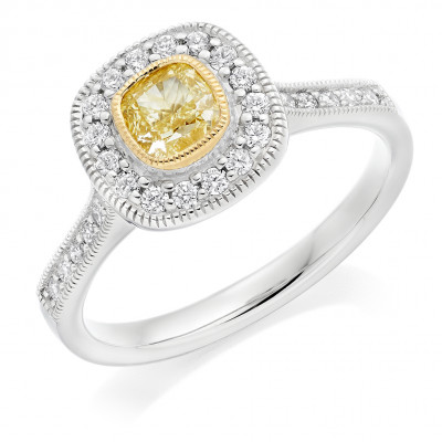 Cushion Cut Halo with Diamond Set Shoulders Engagement Ring Metal Image