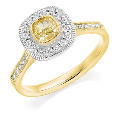 Cushion Cut Halo with Diamond Set Shoulders Engagement Ring Metal Image