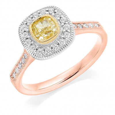 Cushion Cut Halo with Diamond Set Shoulders Engagement Ring Metal Image