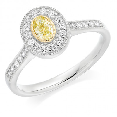 Oval Cut Halo with Diamond Set Shoulders Engagement Ring Metal Image