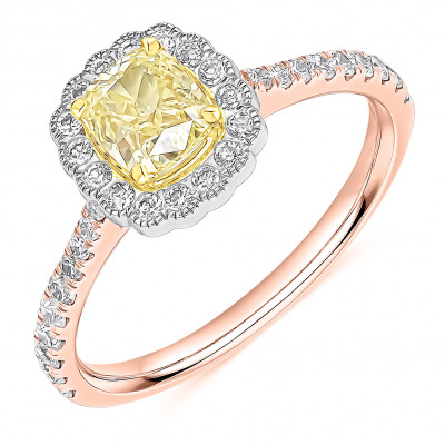 Cushion Cut Halo with Diamond Set Shoulders Engagement Ring Metal Image