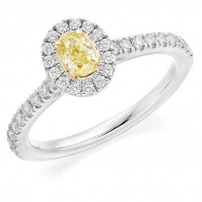 Oval Cut Halo with Diamond Set Shoulders Engagement Ring Metal Image
