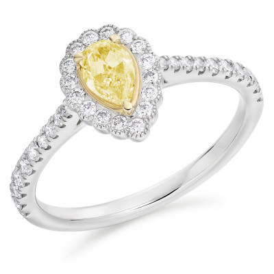 Pear Cut Halo with Diamond Set Shoulders Engagement Ring Metal Image