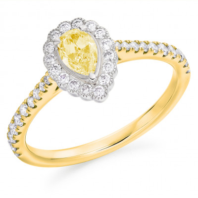 Pear Cut Halo with Diamond Set Shoulders Engagement Ring Metal Image