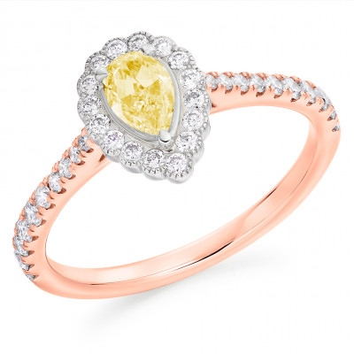 Pear Cut Halo with Diamond Set Shoulders Engagement Ring Metal Image