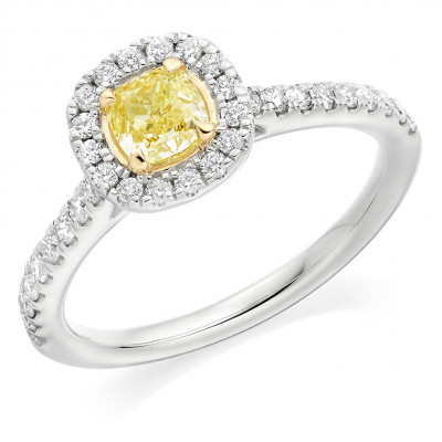 Cushion Cut Halo with Diamond Set Shoulders Engagement Ring Metal Image