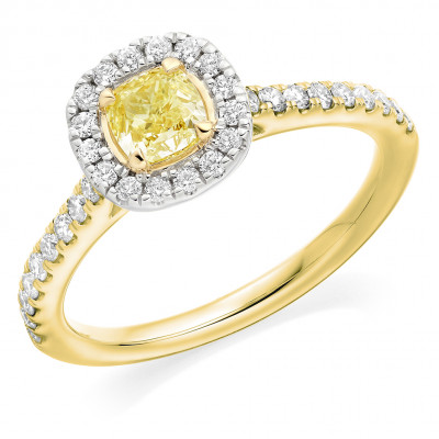 Cushion Cut Halo with Diamond Set Shoulders Engagement Ring Metal Image