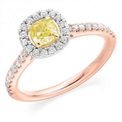 Cushion Cut Halo with Diamond Set Shoulders Engagement Ring Metal Image