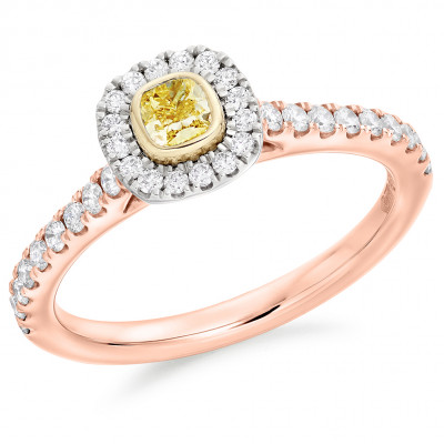 Cushion Cut Halo with Diamond Set Shoulders Engagement Ring Metal Image