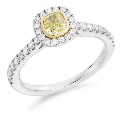 Cushion Cut Halo with Diamond Set Shoulders Engagement Ring Metal Image