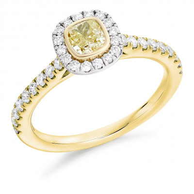 Cushion Cut Halo with Diamond Set Shoulders Engagement Ring Metal Image
