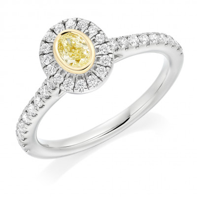 Oval Cut Halo with Diamond Set Shoulders Engagement Ring Metal Image