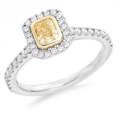 Radiant Cut Halo with Diamond Set Shoulders Engagement Ring Metal Image