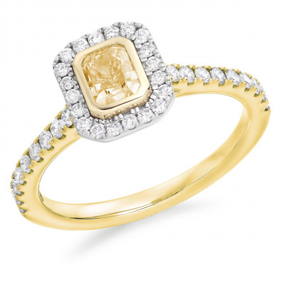 Radiant Cut Halo with Diamond Set Shoulders Engagement Ring Metal Image