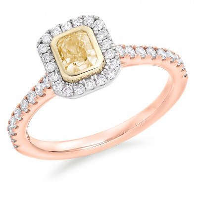 Radiant Cut Halo with Diamond Set Shoulders Engagement Ring Metal Image