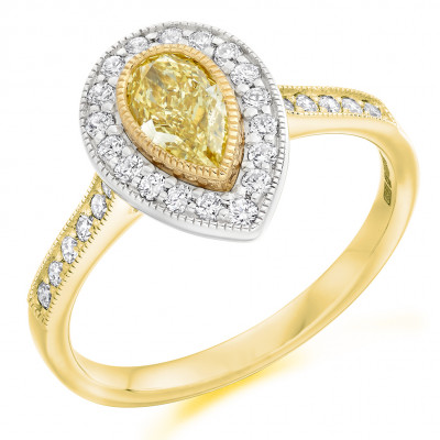 Pear Cut Halo with Diamond Set Shoulders Engagement Ring Metal Image