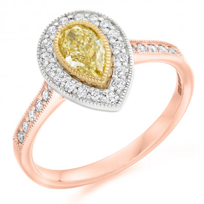 Pear Cut Halo with Diamond Set Shoulders Engagement Ring Metal Image