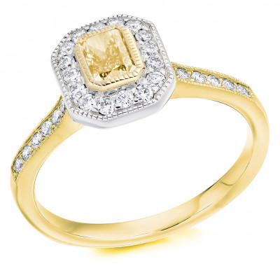 Radiant Cut Halo with Diamond Set Shoulders Engagement Ring Metal Image