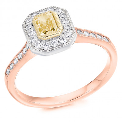Radiant Cut Halo with Diamond Set Shoulders Engagement Ring Metal Image