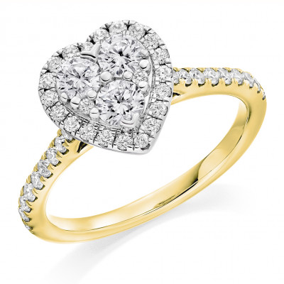 Round Brilliant Halo with Diamond Set Shoulders and Multistone Invisible Set Engagement Ring Metal Image