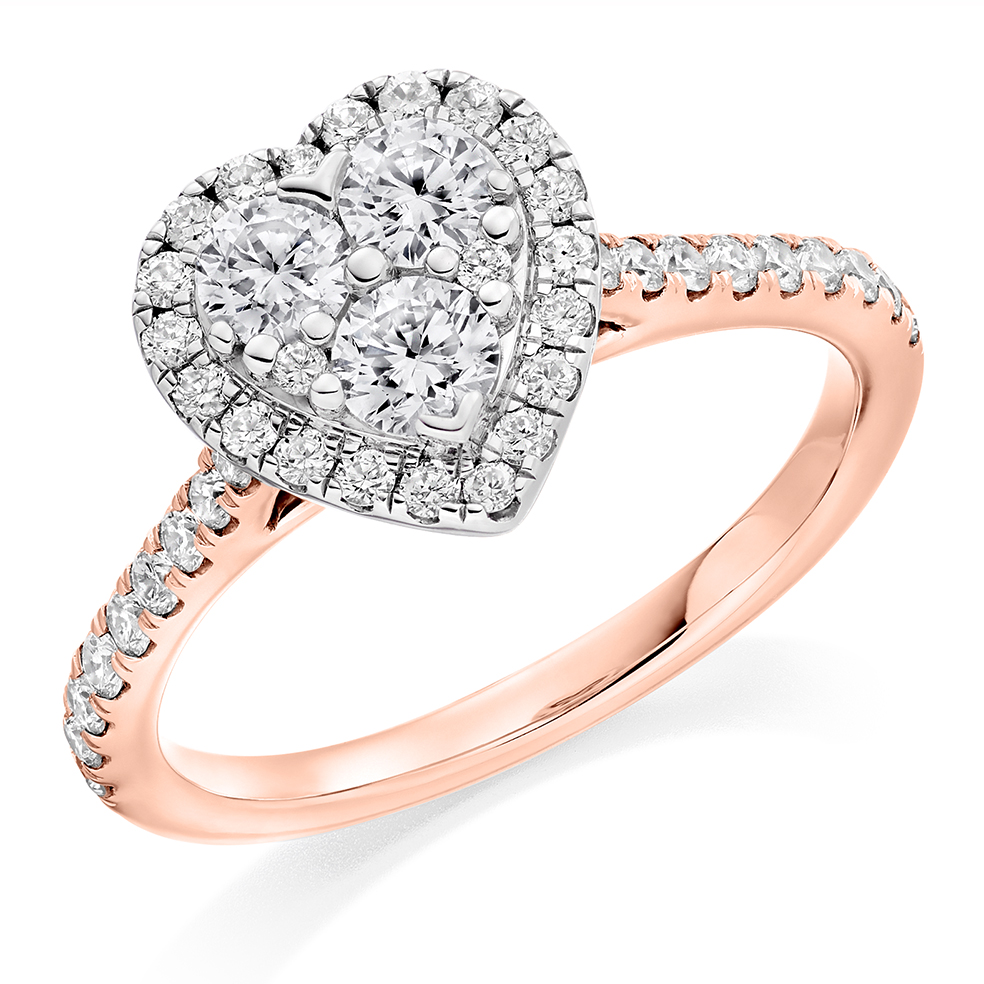 Image of Rose Gold Round Brilliant Halo with Diamond Set Shoulders and Multistone Invisible Set Engagement Ring