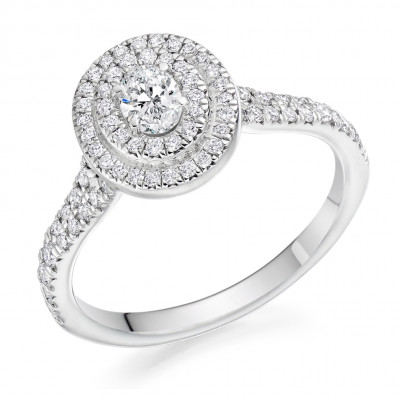 Oval Cut Halo with Diamond Set Shoulders Split Shoulders Engagement Ring Metal Image