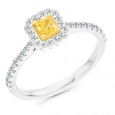 Radiant Cut Halo with Diamond Set Shoulders Engagement Ring Metal Image