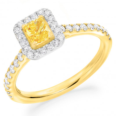 Radiant Cut Halo with Diamond Set Shoulders Engagement Ring Metal Image