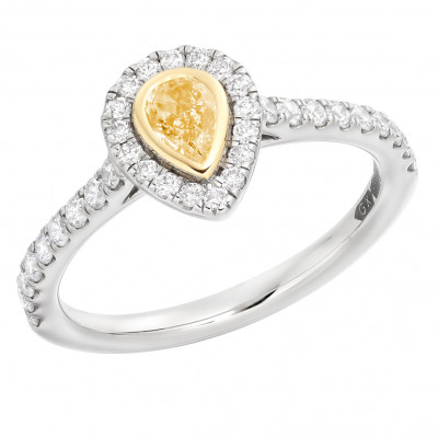 Pear Cut Halo with Diamond Set Shoulders Engagement Ring Metal Image
