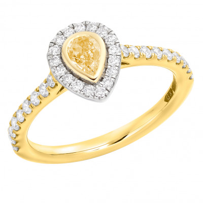 Pear Cut Halo with Diamond Set Shoulders Engagement Ring Metal Image