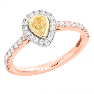 Pear Cut Halo with Diamond Set Shoulders Engagement Ring Metal Image