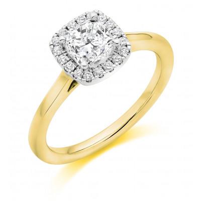 Cushion Cut Halo with Plain Shoulders Engagement Ring Metal Image