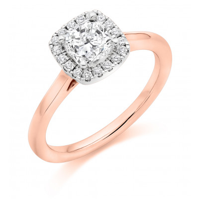 Cushion Cut Halo with Plain Shoulders Engagement Ring Metal Image
