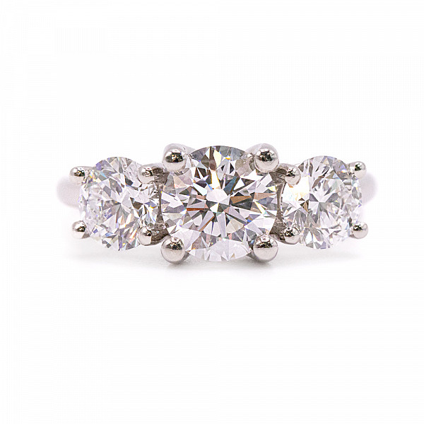 Image of 2.50ct Lab Grown Round Brilliant Cut Diamond Trilogy Ring in Platinum