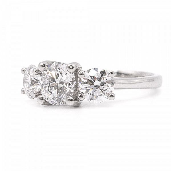 Image of 1.75ct Lab Grown Round Brilliant Cut Diamond Trilogy Ring in Platinum