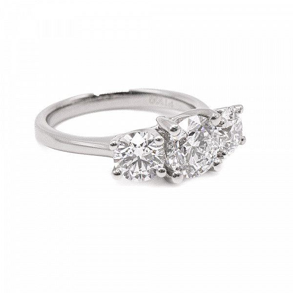 Image of 2.78ct Lab Grown Round Brilliant Cut Diamond Trilogy Ring in Platinum