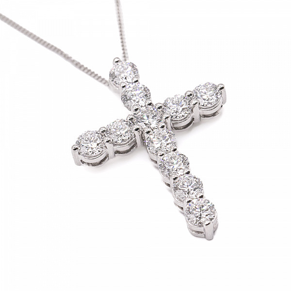 Image of 4.45ct Lab Grown Diamond Cross Featuring all Round Brilliant Cut Diamond in Platinum