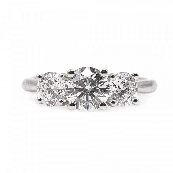 Image of 2.00ct Lab Grown Round Brilliant Cut Diamond Trilogy Ring in Platinum