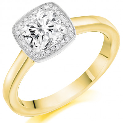 Cushion Cut Halo with Plain Shoulders Engagement Ring Metal Image