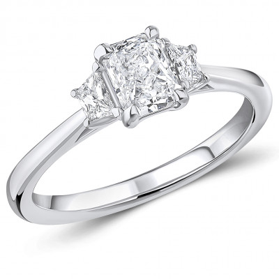 Radiant Cut Trilogy Set with Plain Shoulders  Trilogy Ring Metal Image